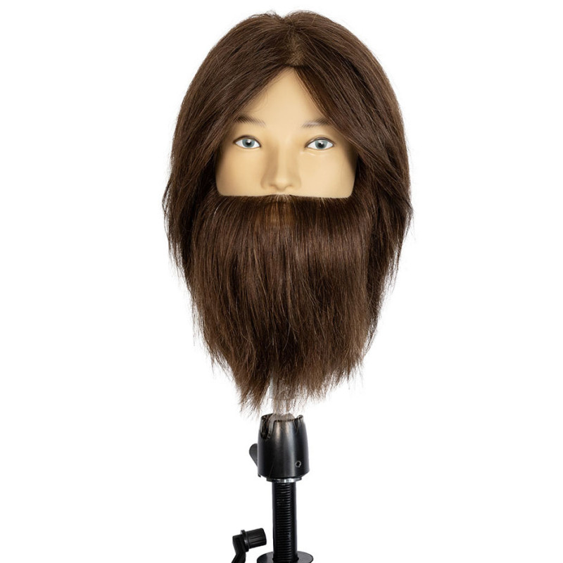 Tête Malléable avec barbe HUGO tête malléable coiffeur barbier cheveux 100%  naturels